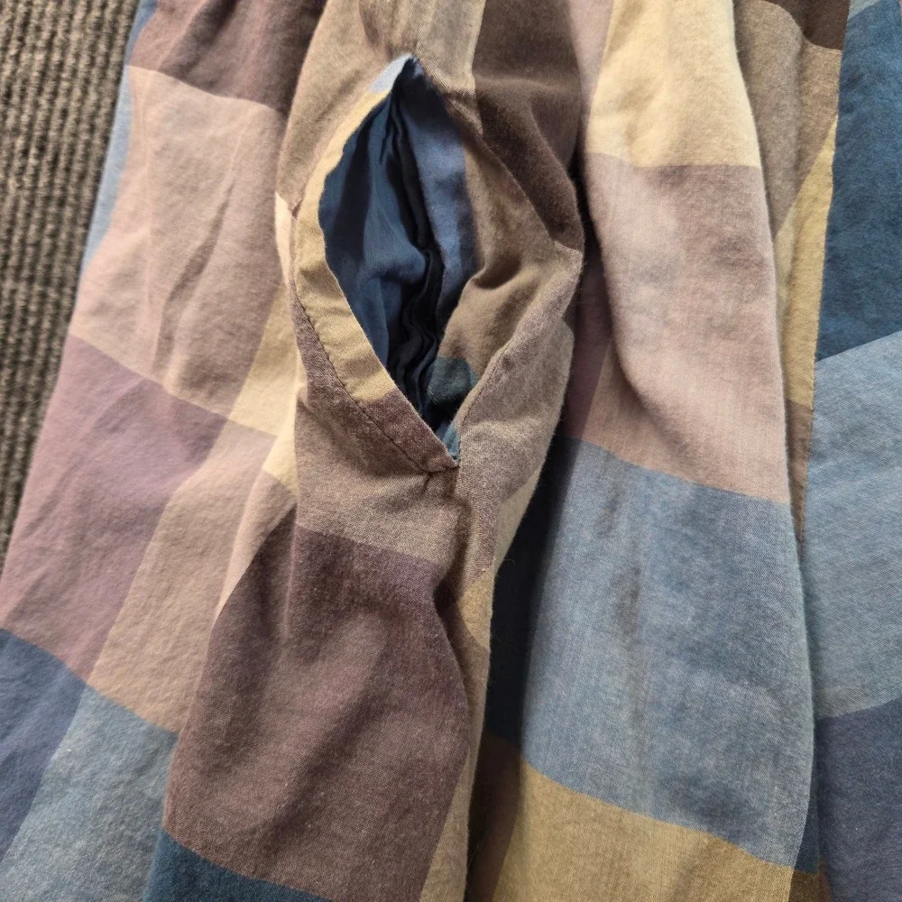 Moulinette Soeurs Plaid Dress Womens 4 Blue Multi Cotton Fit Flare Anthropologie